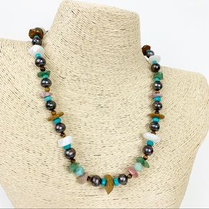 Multi Natural Stone Beaded Necklace